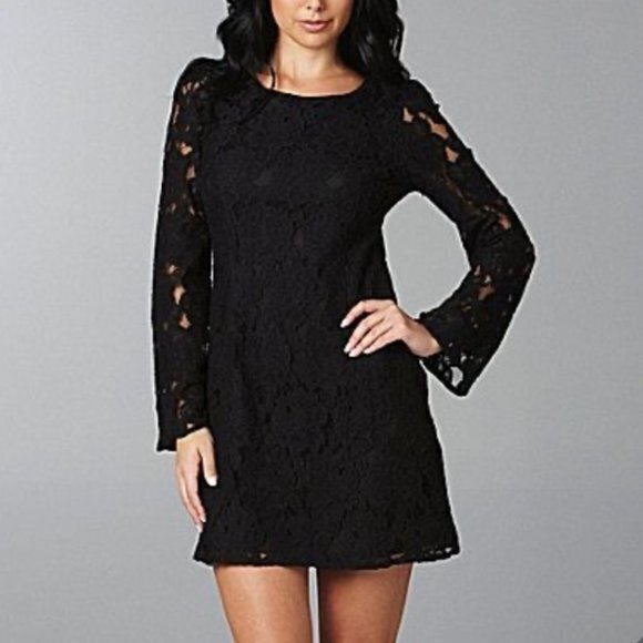 MM Couture Miss Me Open Back Royal Blue Long Sleeve Shift Dress Womens S… - Picture 2 of 5